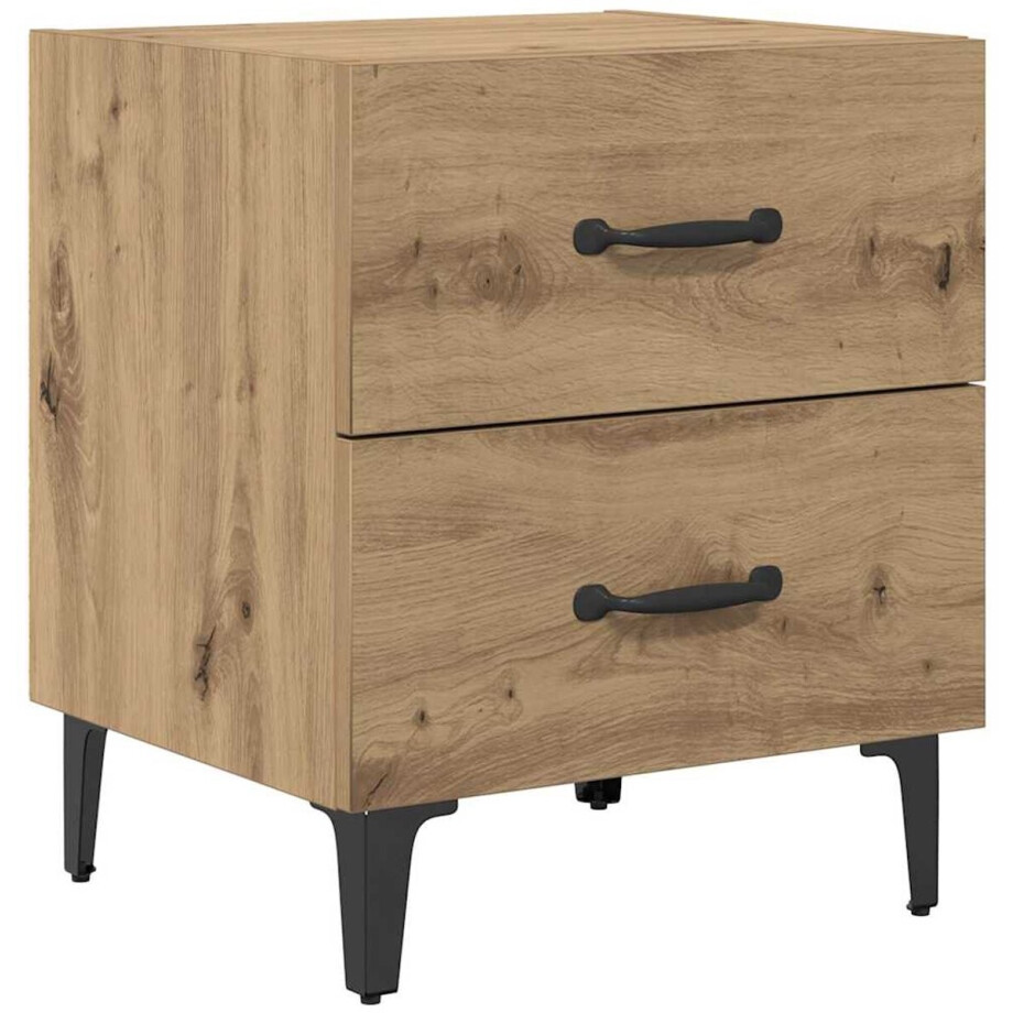 vidaXL - Bedkast - Artisan - Eiken - 40 - x - 35 - x - 47,5 - cm - Bewerkt - hout afbeelding 1