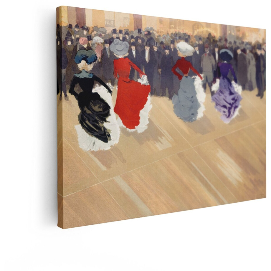 Artaza Canvas Schilderij Cancan Dans - 40x30 cm - Wanddecoratie Parijs - Muurdecoratie Retro Vrouwen - Schilderijen Op Canvas Vintage afbeelding 1
