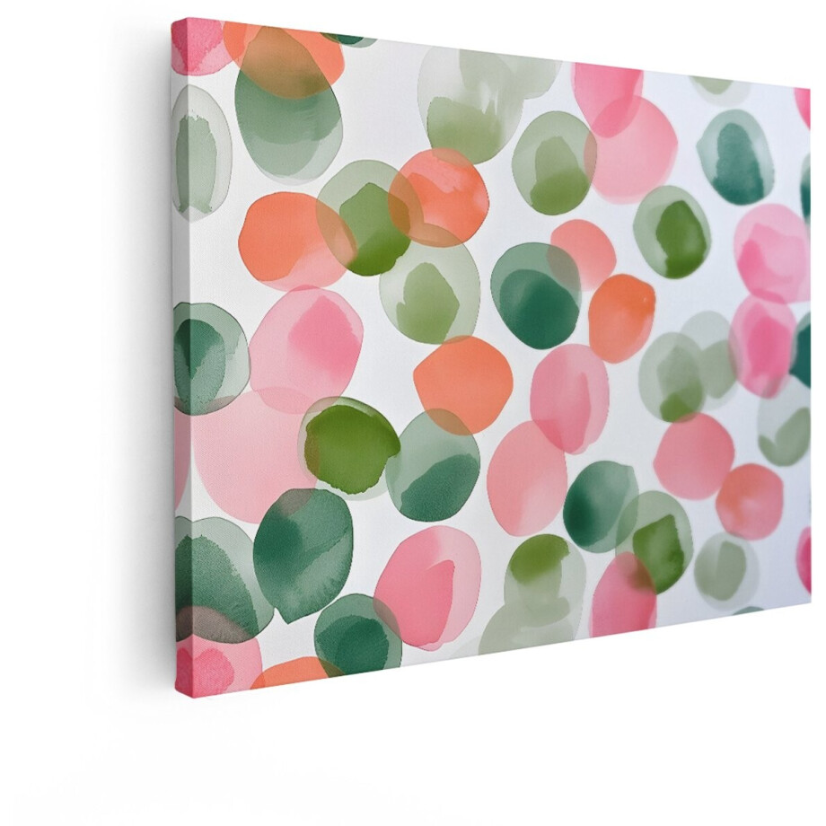 Artaza Canvas Schilderij Abstract - 120x90 cm - Wanddecoratie Aquarel Stippen - Muurdecoratie Modern - Decoratie Woonkamer - Roze Groen Artaza Canvas Schilderij Abstract - 120x90 cm - Wanddecoratie Aquarel Stippen - Muurdecoratie Modern - Decoratie Woonkamer - Roze Groen afbeelding 1