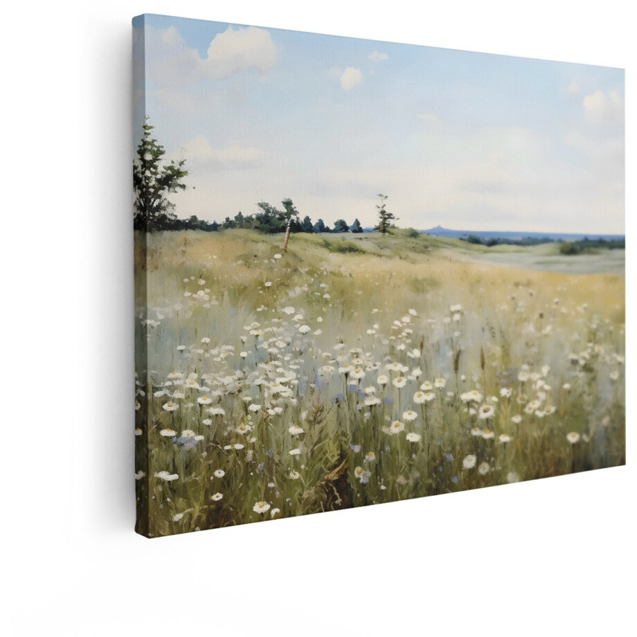 Artaza Canvas Schilderij Bloemenveld - 120x90 cm - Wanddecoratie Madeliefjes - Muurdecoratie Landelijk Landschap - Decoratie Natuur Artaza Canvas Schilderij Bloemenveld - 120x90 cm - Wanddecoratie Madeliefjes - Muurdecoratie Landelijk Landschap - Decoratie Natuur afbeelding 1