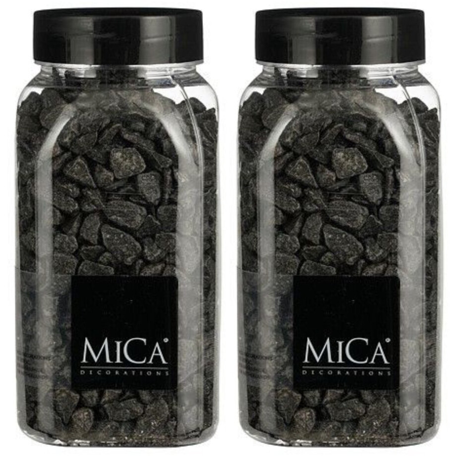 Mica Decorations decoratie steentjes - 2x - antraciet - 1 kilo - 650ml - hobby steentjes afbeelding 1