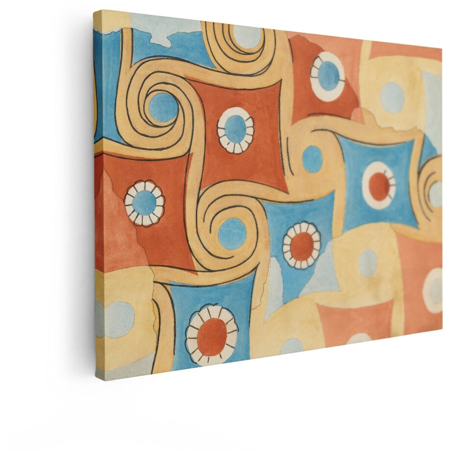 Artaza Canvas Schilderij Abstract - 120x90 cm - Wanddecoratie Boho - Muurdecoratie Geometrisch - Decoratie Woonkamer Terracotta afbeelding 1