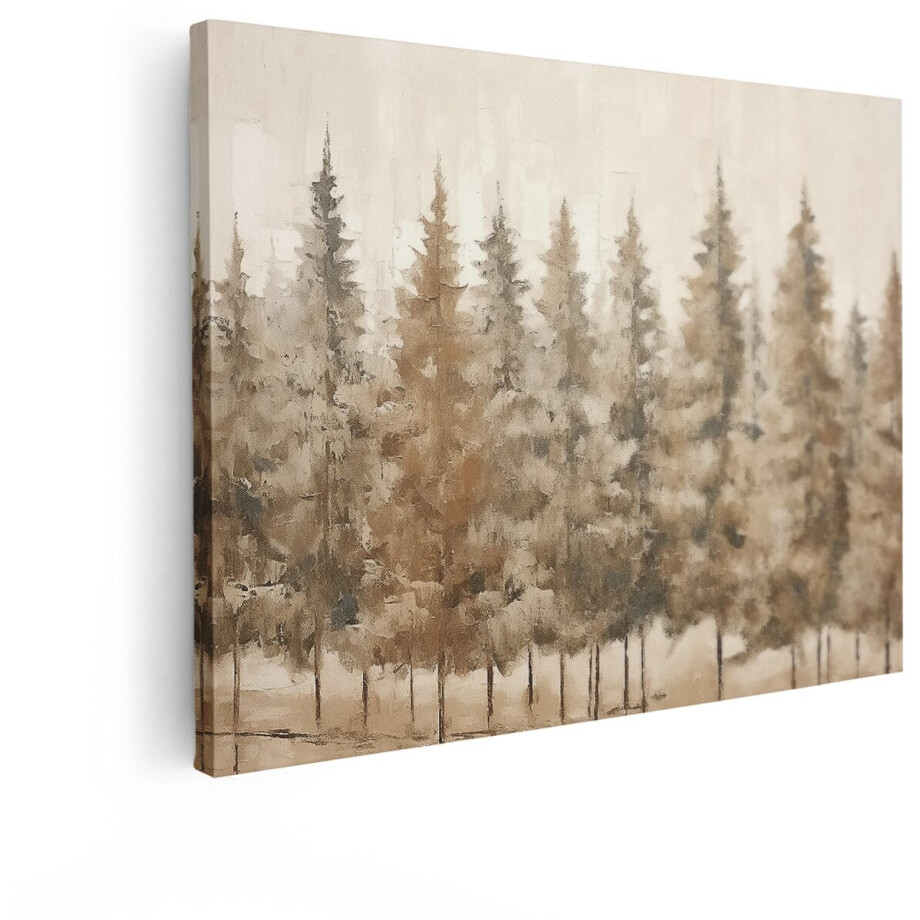 Artaza Canvas Schilderij Dennenbomen - 40x30 cm - Wanddecoratie Bos Abstract - Muurdecoratie Natuur Landschap - Schilderijen Op Canvas afbeelding 1