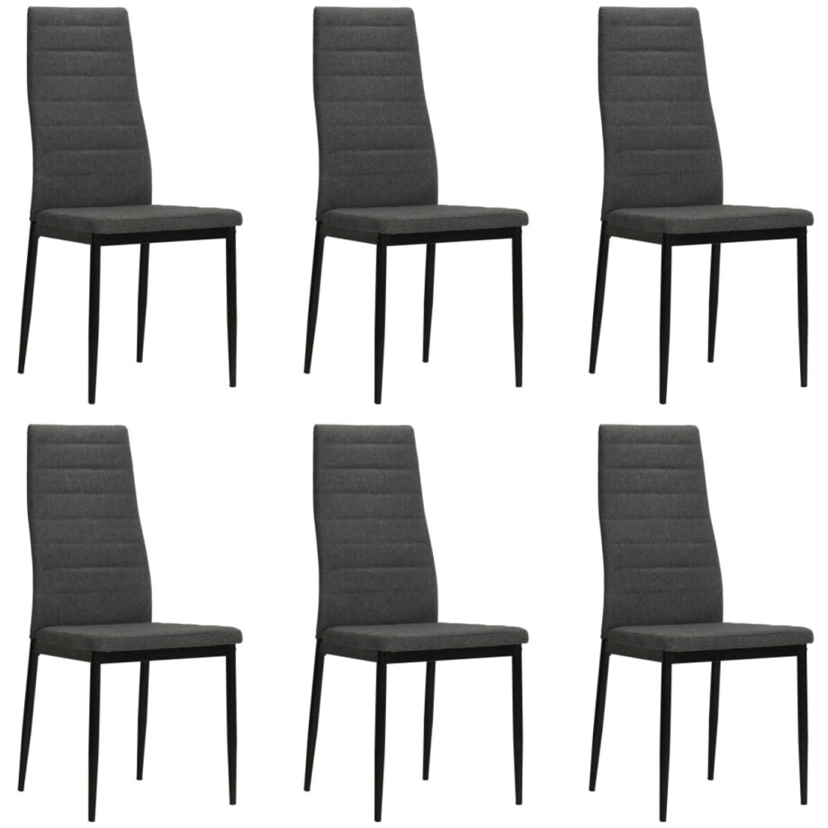 vidaXL Eetkamerstoelen - Set van 6 - Donkergrijs Eetkamerstoelen - Donkergrijs - Velours - Stoffen Meubels - Moderne Eetkamerstoelen afbeelding 1
