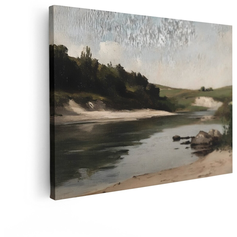Artaza Canvas Schilderij Landschap - 120x90 cm - Wanddecoratie Natuur - Muurdecoratie Rivier - Decoratie Woonkamer - Schilderijen Op Canvas afbeelding 1