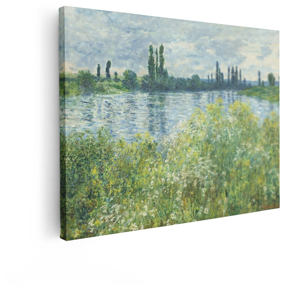 Artaza Canvas Schilderij Monet Schilderij - 80x60 cm - Wanddecoratie Landschap - Muurdecoratie Bloemen - Decoratie Rivier Natuur afbeelding 1