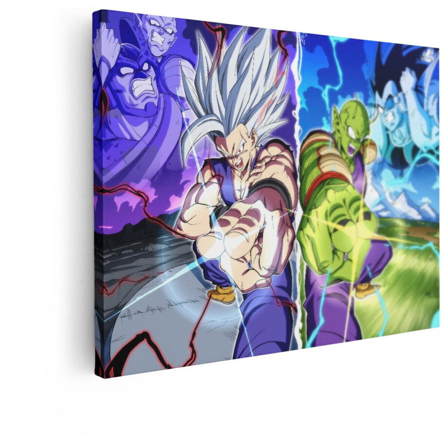 Artaza Canvas Schilderij Gohan En Piccolo - 120x90 cm - Wanddecoratie Dragon Ball Anime - Muurdecoratie Slaapkamer Jongen - Schilderijen Op Canvas afbeelding 1