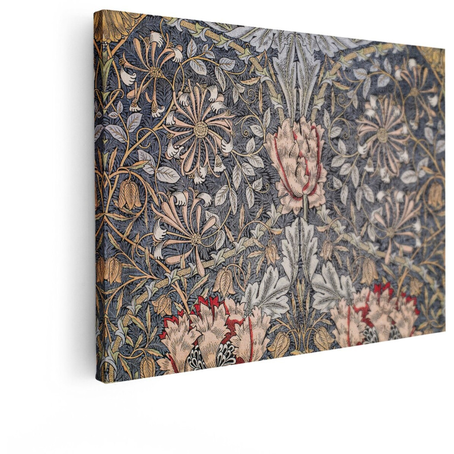 Artaza Canvas Schilderij Gedetailleerd Bloemenpatroon met Victoriaanse Stijl en Gedempte Kleuren - 40x30 cm - Klein - Wanddecoratie Woonkamer - Schilderijen - Muurdecoratie afbeelding 1