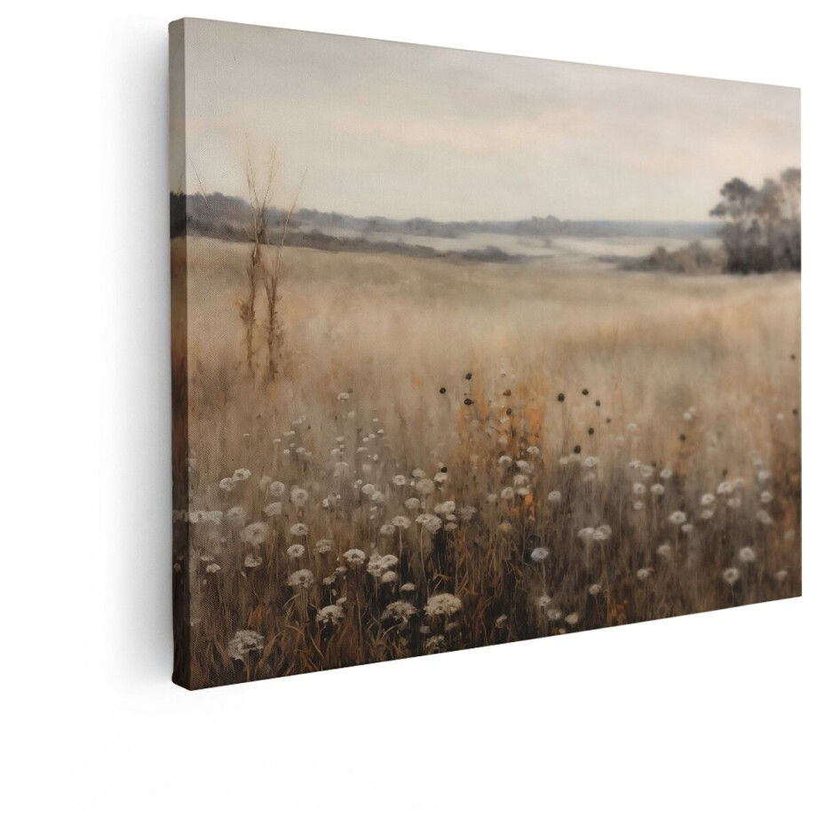 Artaza Canvas Schilderij Bloemenveld - 40x30 cm - Wanddecoratie Landelijk Landschap - Muurdecoratie Natuur - Schilderijen Op Canvas afbeelding 1