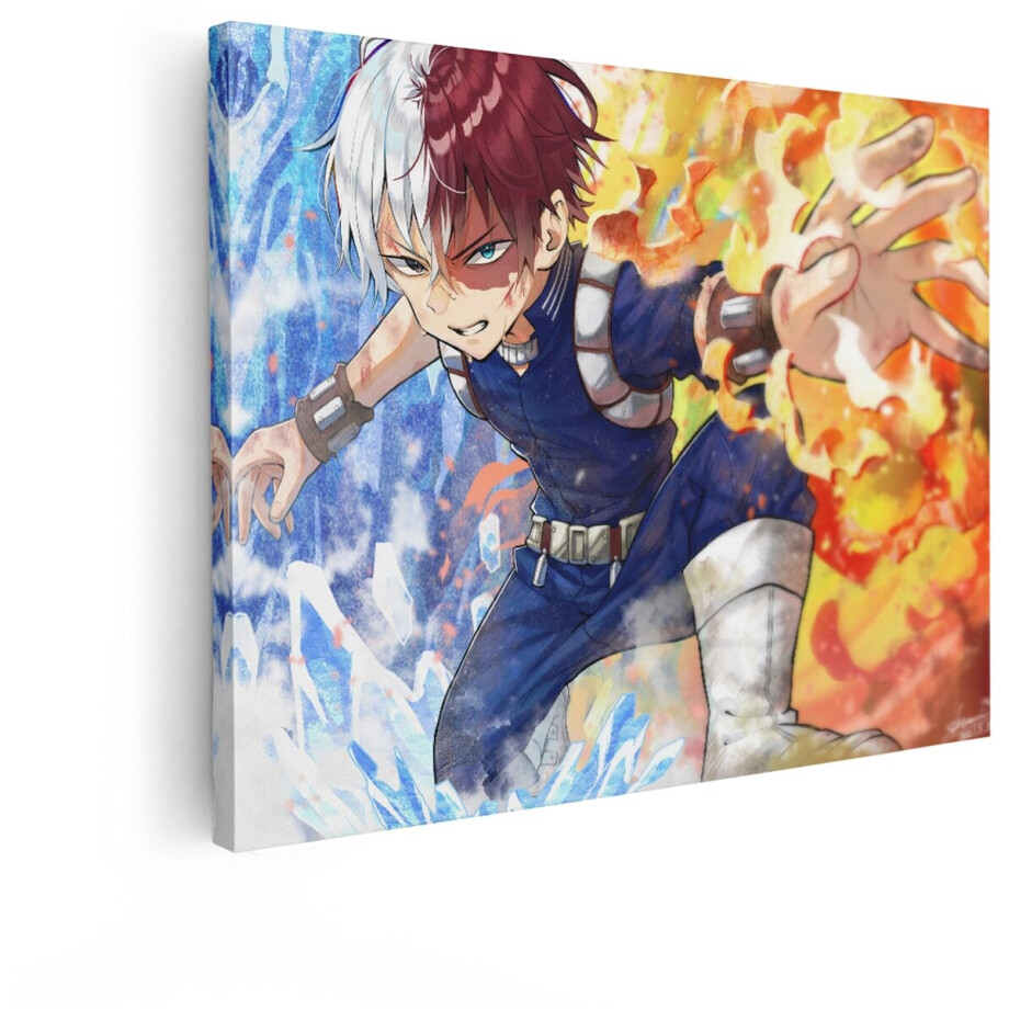 Artaza Canvas Schilderij Anime Held - 40x30 cm - Wanddecoratie My Hero Academia - Muurdecoratie Slaapkamer Jongen - Schilderijen Op Canvas Todoroki afbeelding 1