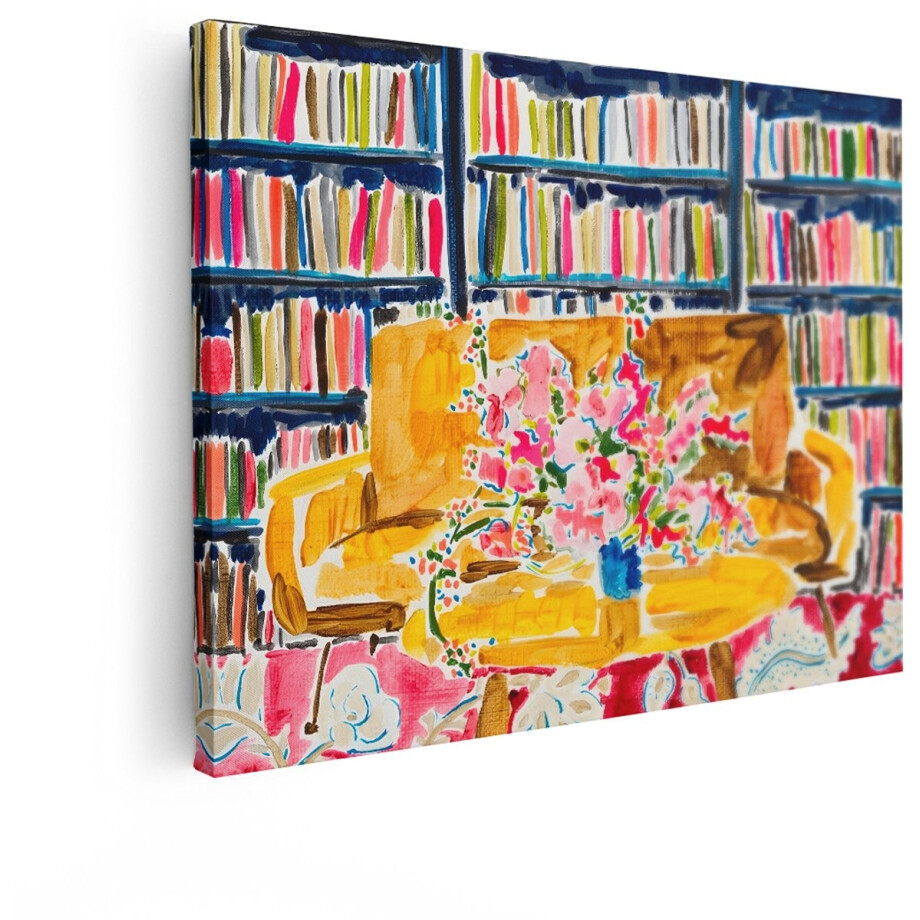 Artaza Canvas Schilderij Boekenkast - 120x90 cm - Wanddecoratie Bloemen - Muurdecoratie Woonkamer - Decoratie Kleurrijk Roze Artaza Canvas Schilderij Boekenkast - 120x90 cm - Wanddecoratie Bloemen - Muurdecoratie Woonkamer - Decoratie Kleurrijk Roze afbeelding 1
