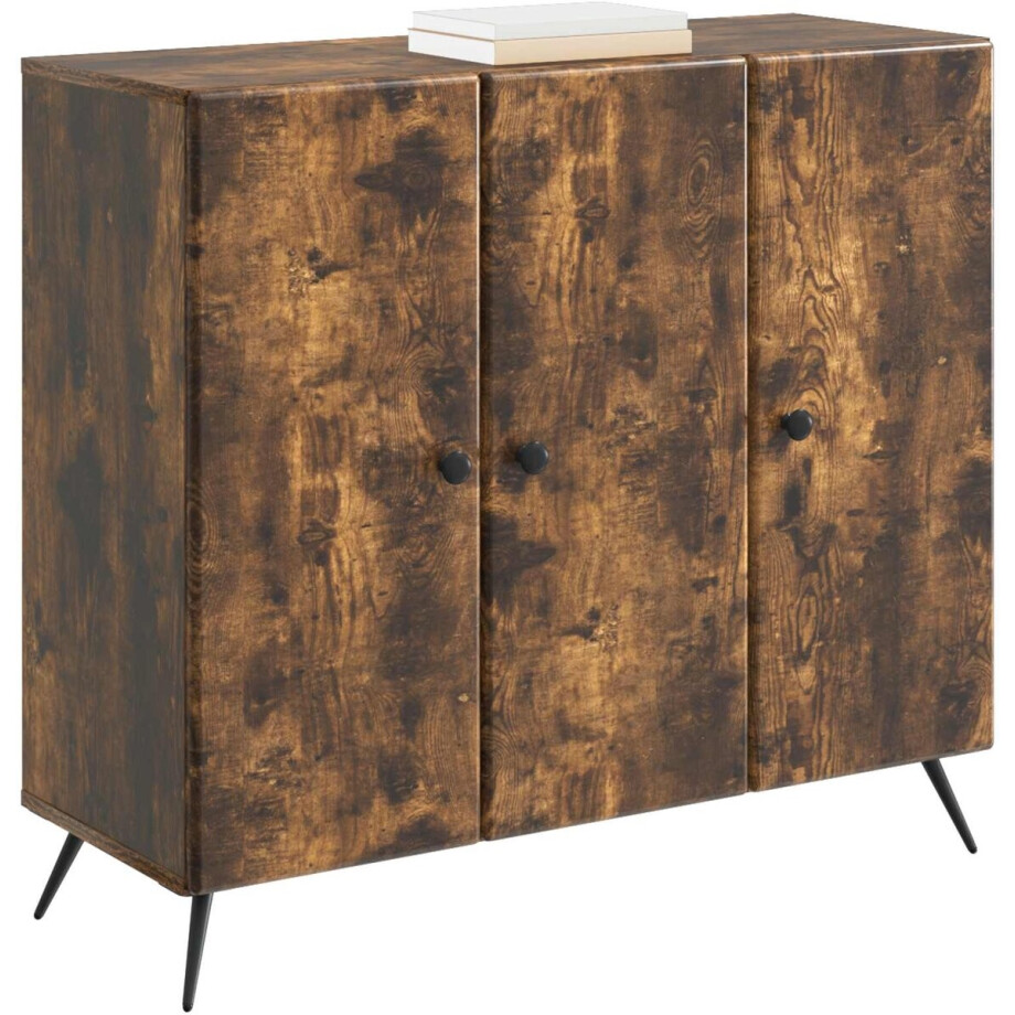 vidaXL - Dressoir - Gerookt - eiken - 89 - x - 34,5 - x - 80 - cm - Bewerkt - hout afbeelding 1