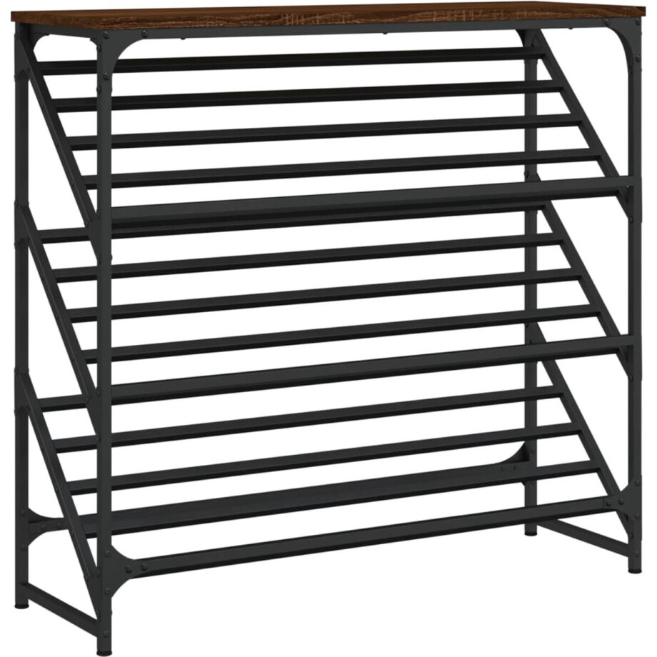 vidaXL - Schoenenrek - 90x30x85 - cm - bewerkt - hout - bruin - eikenkleur afbeelding 1
