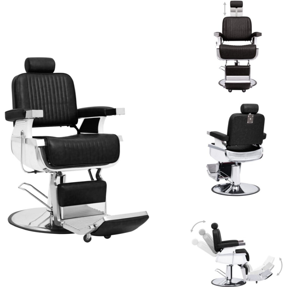 vidaXL Kappersstoel - Kappersstoelen - Kapper Stoel - Kapper Stoelen - Kappersstoel 68x69x116 cm kunstleer zwart afbeelding 1