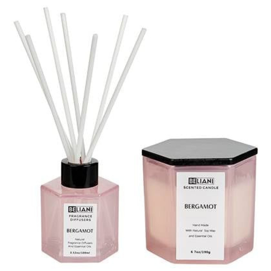 Beliani - CLASSY TINT - Geurkaars en geurstokjes - Bergamot - Soja wax afbeelding 1