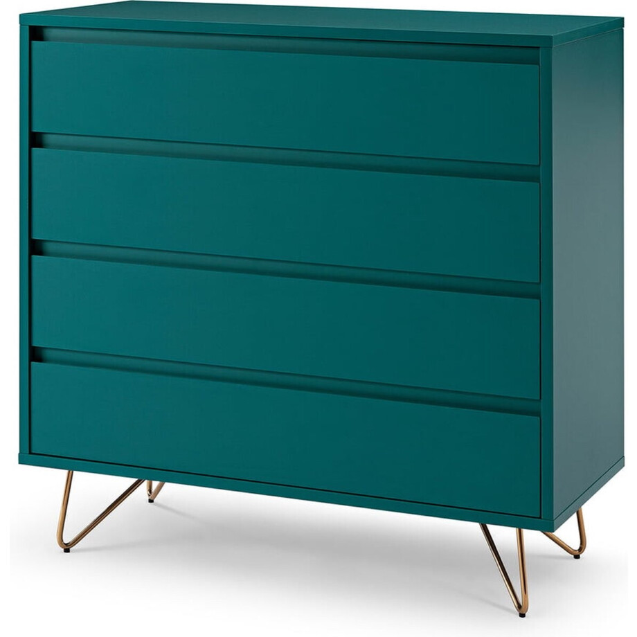 Ladekast Lucy Blauw - MDF - Breedte 90 cm - Hoogte 90 cm - Diepte 40 cm - Met lades - Zonder deuren afbeelding 1