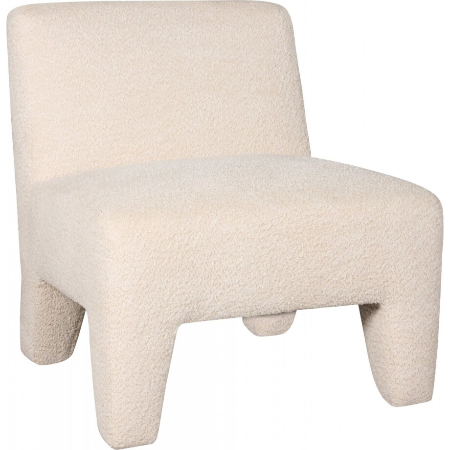 Fauteuil Leeds - Bouclé - Beige - 75x80x79 cm (BxHxD) - Koudschuim - Grove poten afbeelding 1