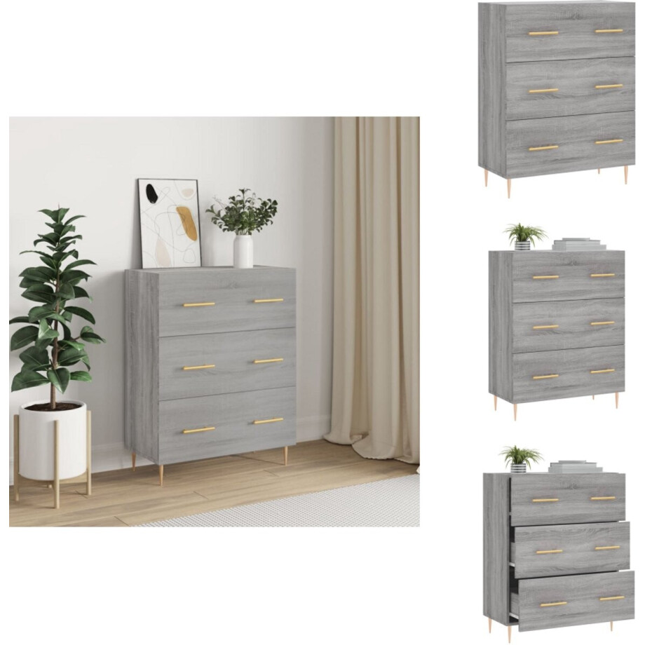 vidaXL Dressoir - Dressoirs - Kast - Buffetkast - Dressoir 69,5x34x90 cm bewerkt hout grijs sonoma eikenkleurig vidaXL Dressoir - Dressoirs - Kast - Buffetkast - Dressoir 69,5x34x90 cm bewerkt hout grijs sonoma eikenkleurig afbeelding 1