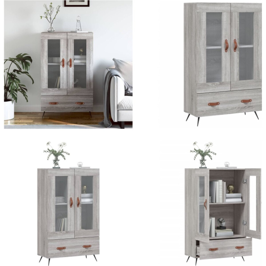 vidaXL Hoge kast 69-5x31x115 cm bewerkt hout grijs sonoma eikenkleurig - Hoge Kast - Hoge Kasten - Dressoir - Kast vidaXL Hoge kast 69-5x31x115 cm bewerkt hout grijs sonoma eikenkleurig - Hoge Kast - Hoge Kasten - Dressoir - Kast afbeelding 1