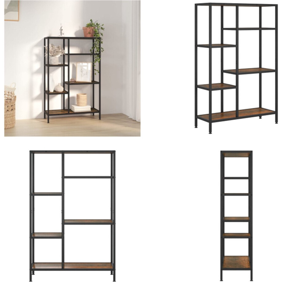 vidaXL - Boekenkast - 80x30x120 - cm - staal - en - bewerkt - hout vidaXL - Boekenkast - 80x30x120 - cm - staal - en - bewerkt - hout afbeelding 1
