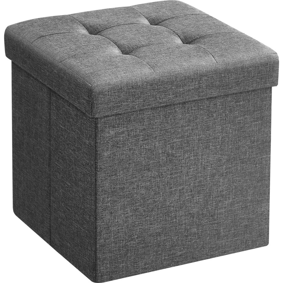 MAZAZU - Kruk - Opbergkruk - Opbergpoef - Grijs - Stof - 30x30x30 MAZAZU - Kruk - Opbergkruk - Opbergpoef - Grijs - Stof - 30x30x30 afbeelding 1