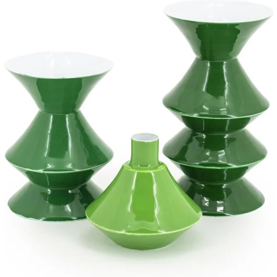 Kaarsenhouder set van 3 yack - groen - 10x10x19 cm afbeelding 1