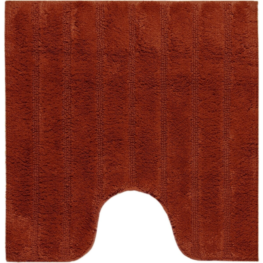 Casilin WC-mat Antislip California - 59x59cm - Met Uitsparing - Vierkante Badmat - Waterabsorberend - Wasbaar en Sneldrogend - 100% Katoen - Terracotta, Oranje afbeelding 1