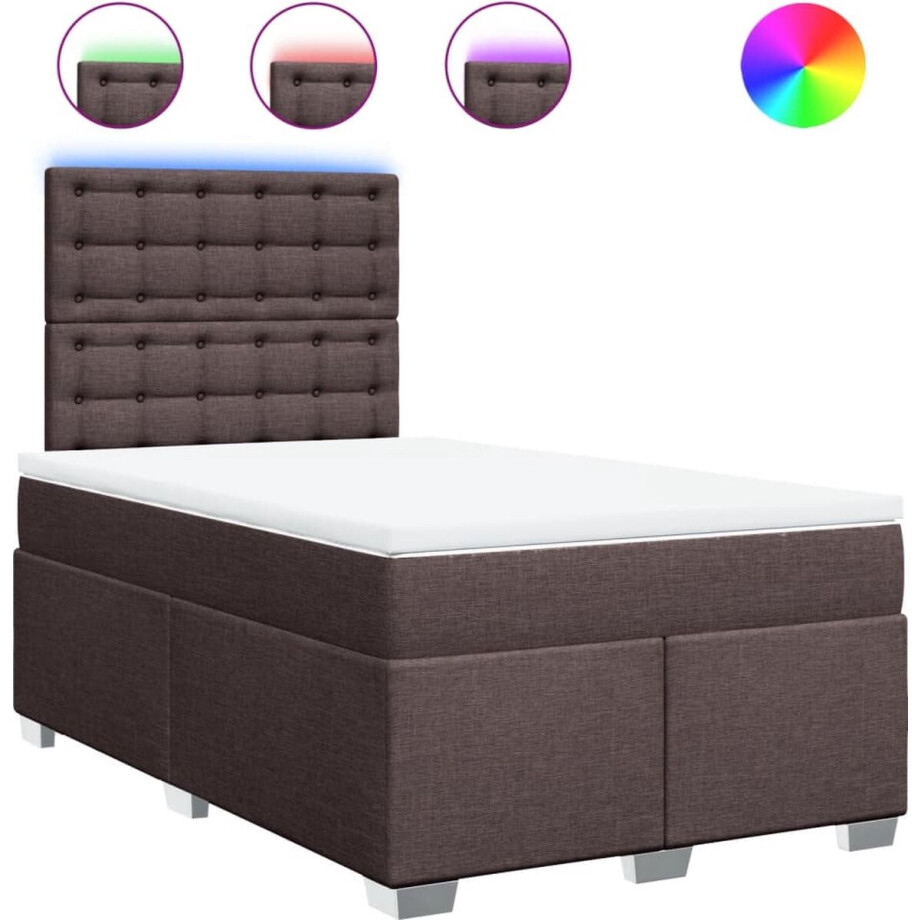 vidaXL - Boxspring - met - matras - stof - donkerbruin - 120x190 - cm vidaXL - Boxspring - met - matras - stof - donkerbruin - 120x190 - cm afbeelding 1