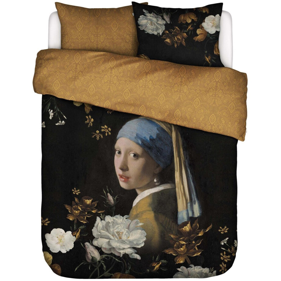 Essenza x Mauritshuis Floral Girl Dekbedovertrek - Tweepersoons - 200x200/220 cm - Zwart Essenza x Mauritshuis Floral Girl Dekbedovertrek - Tweepersoons - 200x200/220 cm - Zwart afbeelding 1