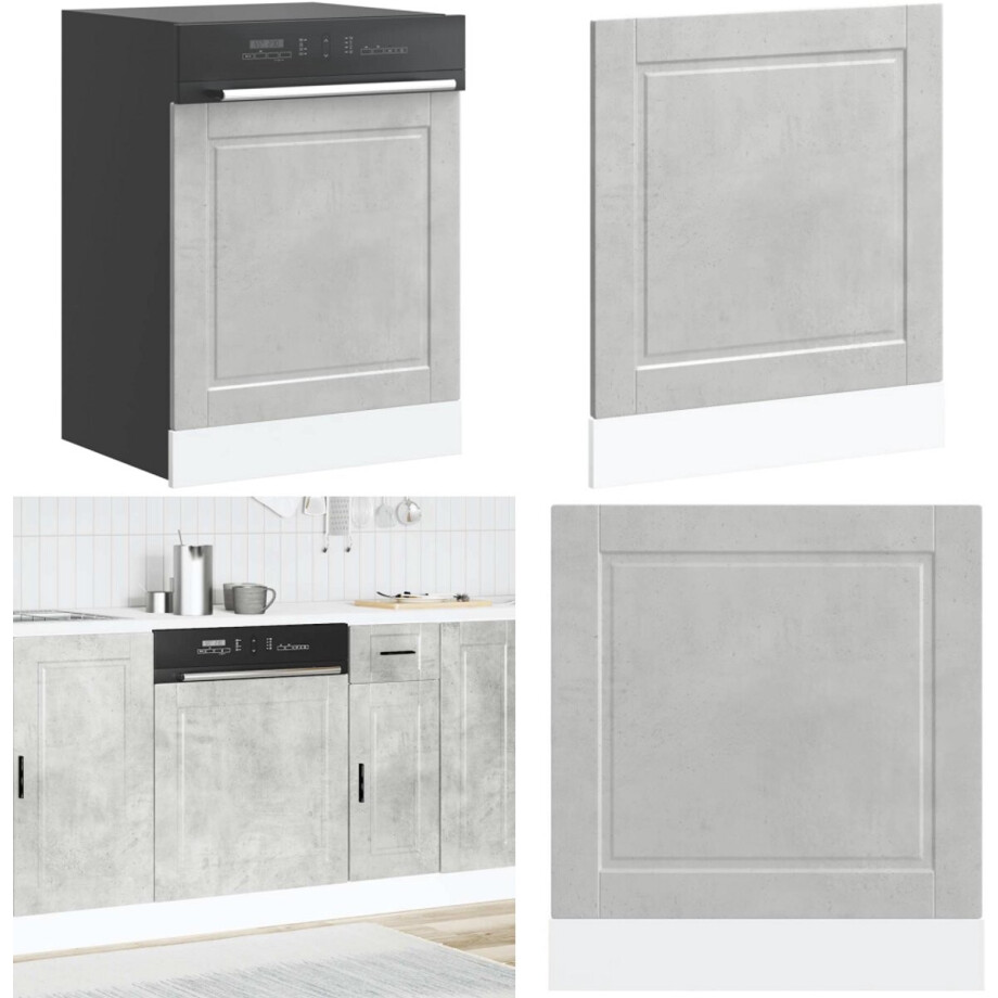 vidaXL Vaatwaspaneel Porto 60x1,5x67 cm bewerkt hout betongrijs - Vaatwasser Paneel - Vaatwasser Panelen - Vaatwasser Paneel - Vaatwasser Deurpaneel afbeelding 1