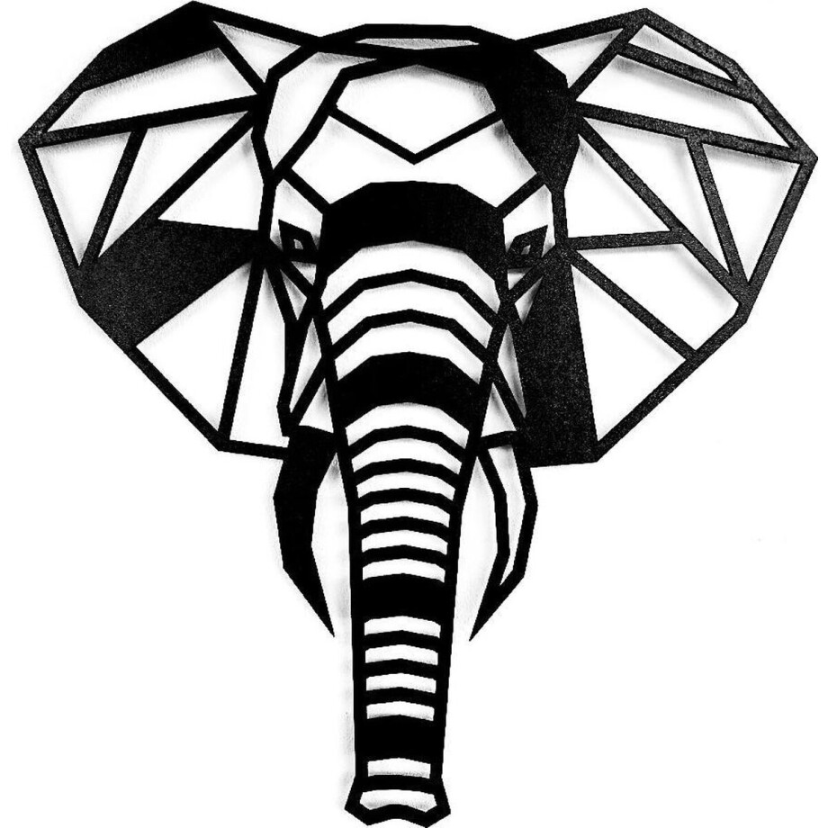 Houten Dierenkop • Houten Olifant • Dierenkop Olifant • Groot • Zwart MDF afbeelding 1