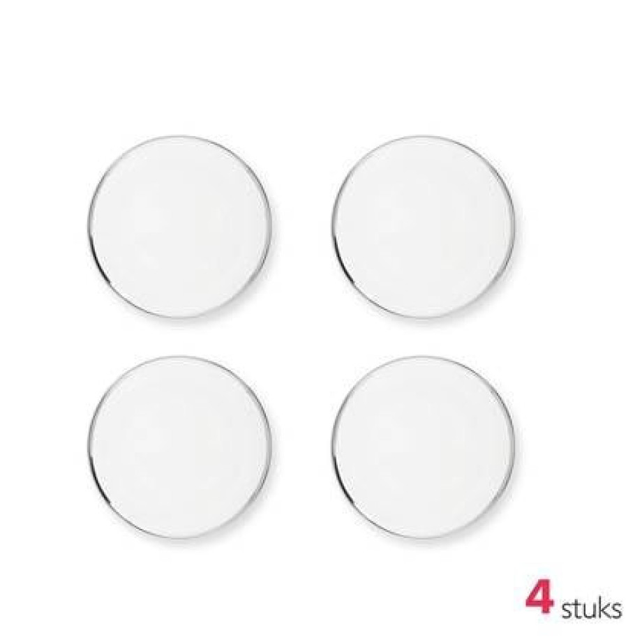 vtwonen Ontbijtborden - Wit - Zilver - Set van 4 - Ã 20cm afbeelding 1