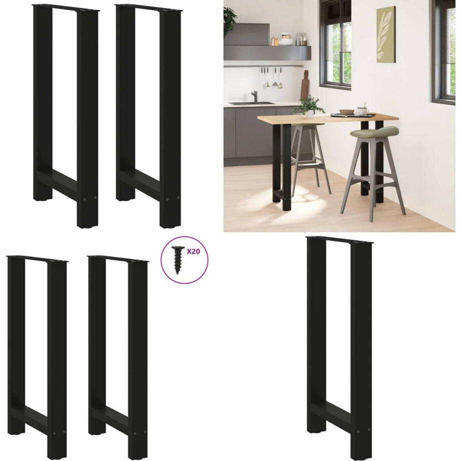 vidaXL Salontafelpoten 2 st 40x(90-91) cm staal zwart - Salontafelpoot - Salontafelpoten - Tafelpoot - Meubeltafelpoot afbeelding 1