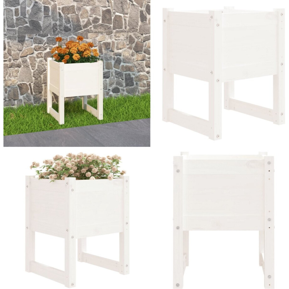 vidaXL Plantenbak 40x40x52,5 cm massief grenenhout wit - Plantenbak - Plantenbakken - Verhoogde Plantenbak - Kweekbak vidaXL Plantenbak 40x40x52,5 cm massief grenenhout wit - Plantenbak - Plantenbakken - Verhoogde Plantenbak - Kweekbak afbeelding 1