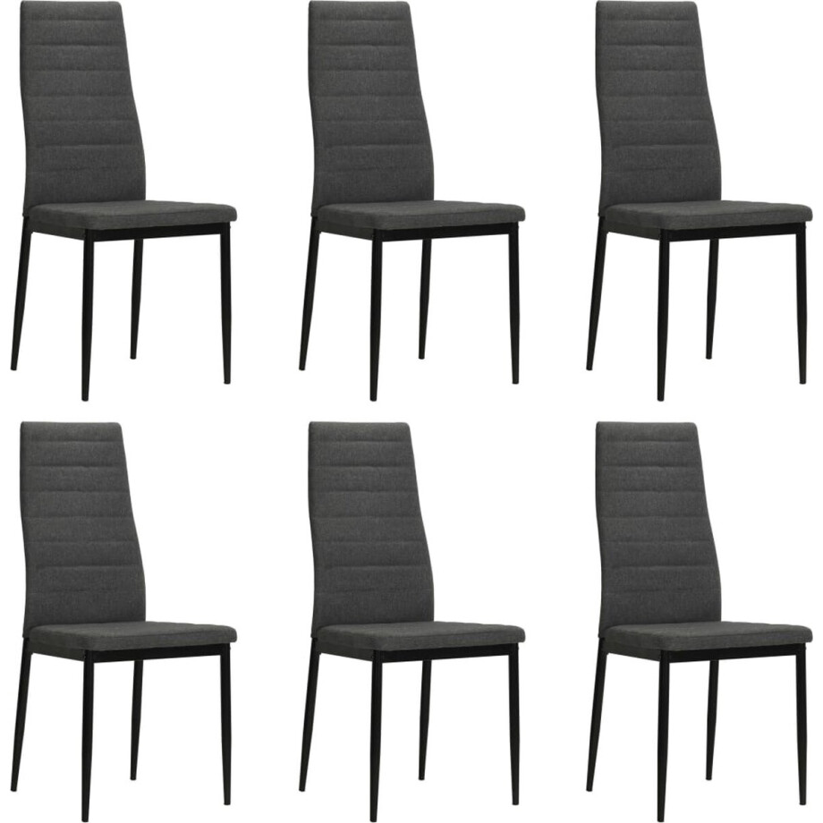 vidaXL - Eetkamerstoelen - 6 - st - stof - donkergrijs afbeelding 1