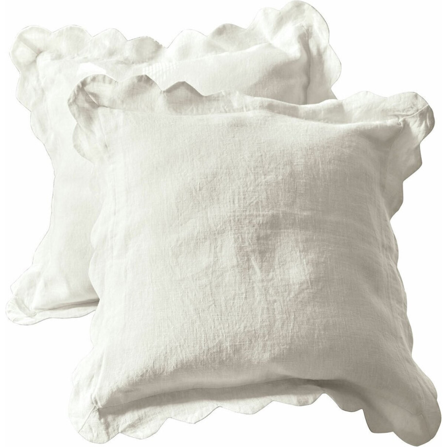 LOBERON Kussenhoes set van 2 Fontienne wit LOBERON Kussenhoes set van 2 Fontienne wit afbeelding 1