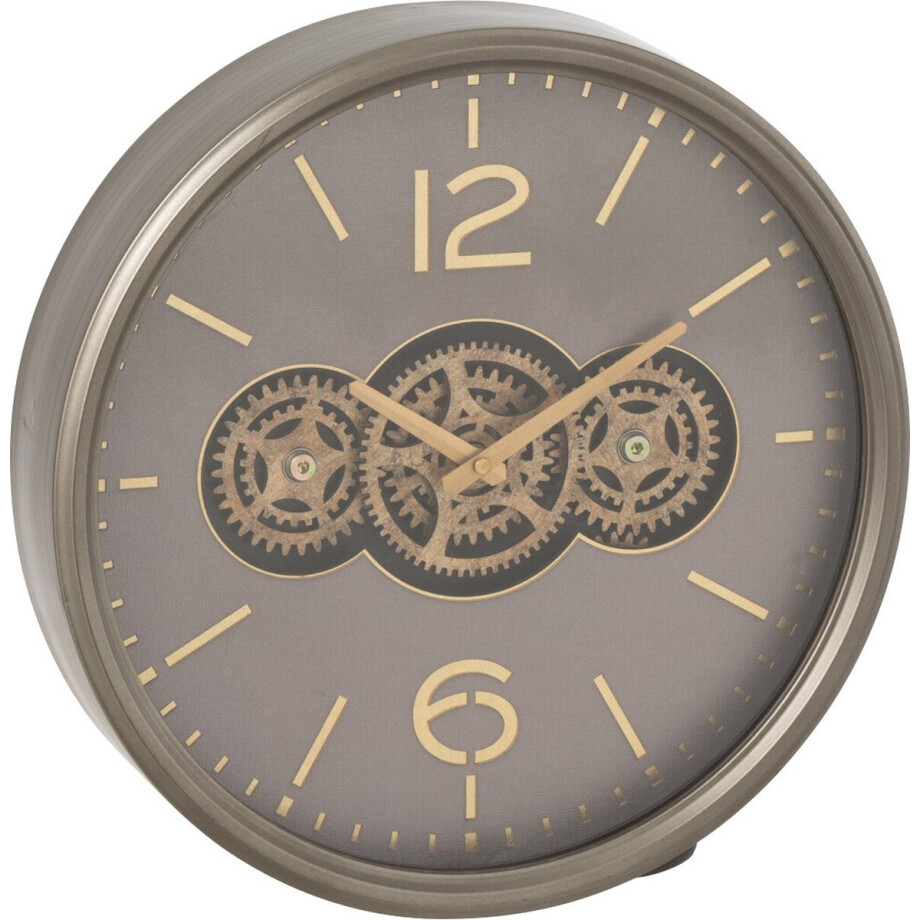 J-Line klok tandwiel - hout - grijs/goud - small - Ø 39 cm afbeelding 1