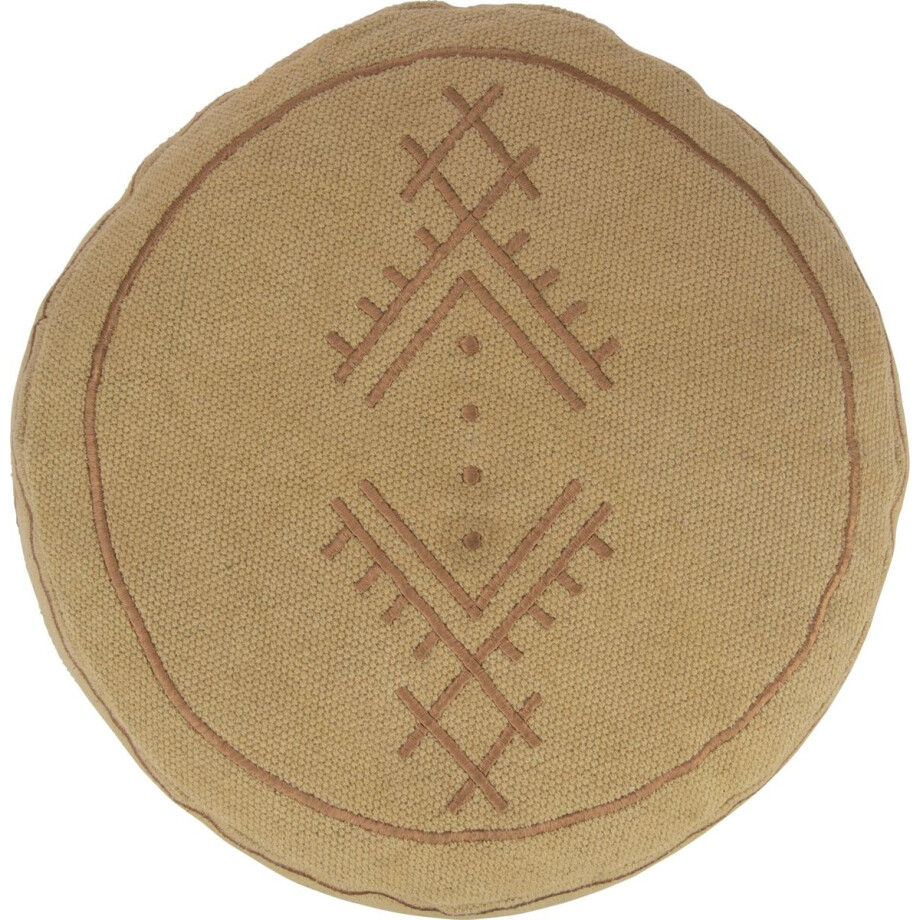 J-Line poef Cilinder Etnisch Patronen - katoen - beige afbeelding 1