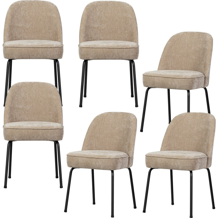 WOOOD Vogue Eetkamerstoelen - Polyester - Zand - Set van 6 WOOOD Vogue Eetkamerstoelen - Polyester - Zand - Set van 6 afbeelding 1