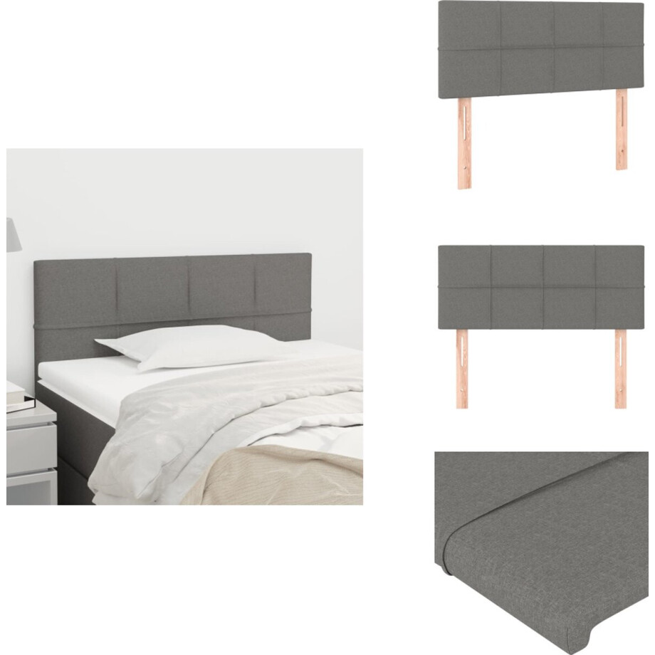 vidaXL Hoofdbord - Hoofdborden - Hoofdeinde - Houten Hoofdbord - Hoofdbord 100x5x78/88 cm stof donkergrijs vidaXL Hoofdbord - Hoofdborden - Hoofdeinde - Houten Hoofdbord - Hoofdbord 100x5x78/88 cm stof donkergrijs afbeelding 1