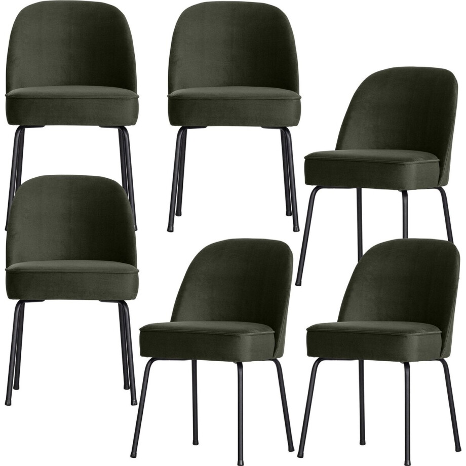 WOOOD Vogue Eetkamerstoelen - Fluweel - Donkergroen - Set van 6 WOOOD Vogue Eetkamerstoelen - Fluweel - Donkergroen - Set van 6 afbeelding 1
