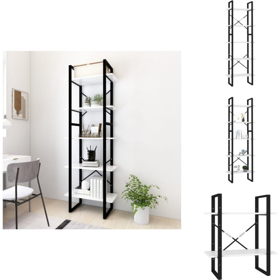 vidaXL Boekenkast - Boekenkasten - Kast - Kasten - Boekenkast met 5 schappen 60x30x175 cm bewerkt hout wit vidaXL Boekenkast - Boekenkasten - Kast - Kasten - Boekenkast met 5 schappen 60x30x175 cm bewerkt hout wit afbeelding 1