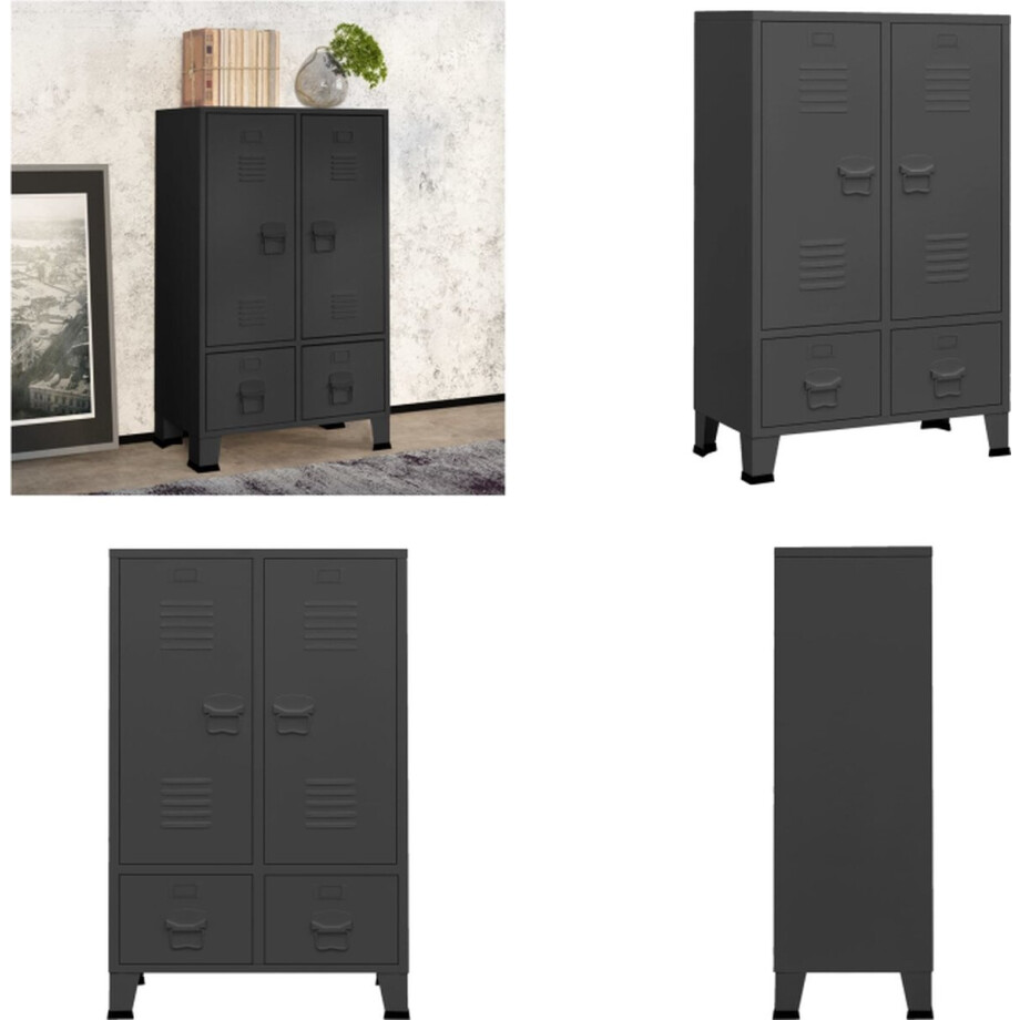 vidaXL Kledingkast industrieel 67x35x107 cm staal antracietkleurig - Kledingkast - Kledingkasten - Organiser - Industriële Kast afbeelding 1