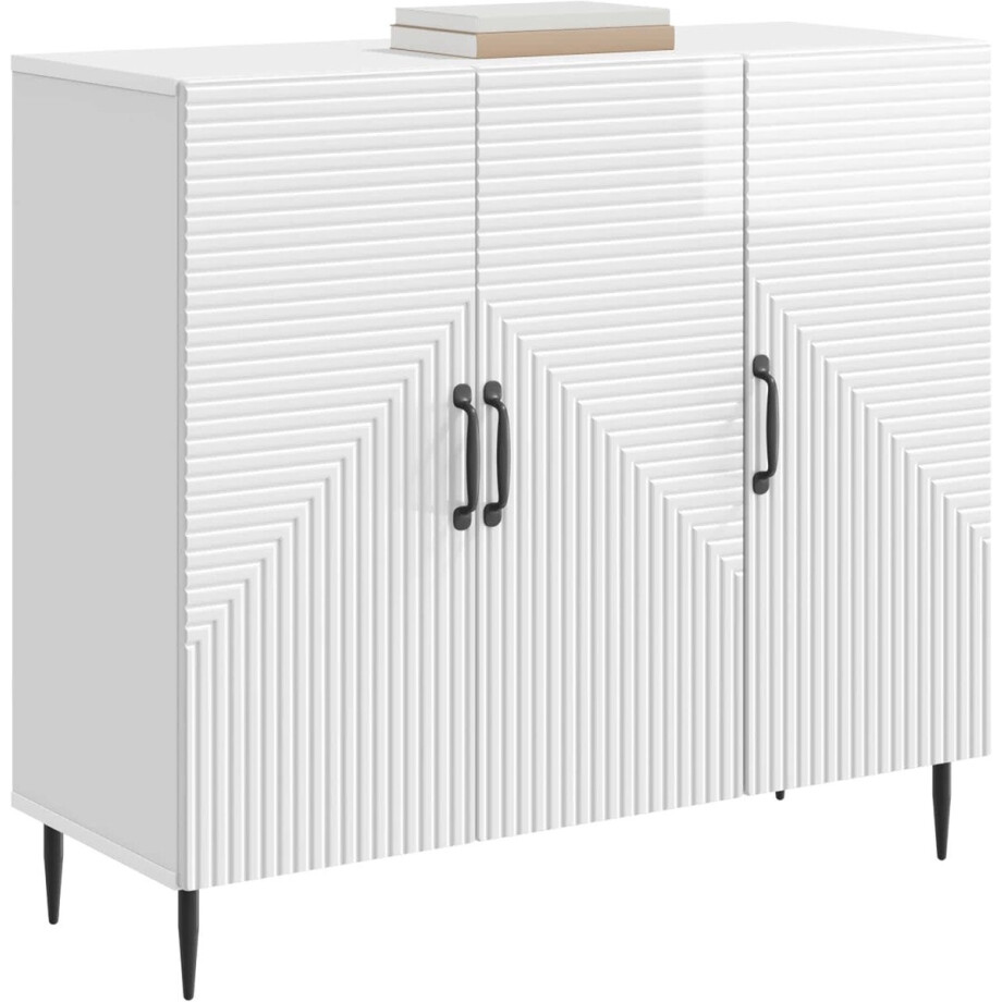 vidaXL - Dressoir - Hoogglans - Wit - 89 - x - 34,5 - x - 80 - cm - Bewerkt - hout vidaXL - Dressoir - Hoogglans - Wit - 89 - x - 34,5 - x - 80 - cm - Bewerkt - hout afbeelding 1