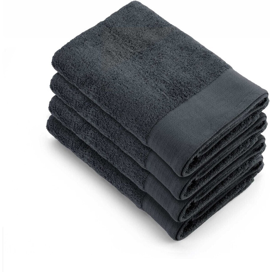 Walra handdoeken 70x140 Soft Cotton - 4-delig - Badlaken 550 g/m² - 100% Katoen - Handdoekenset Antraciet afbeelding 1
