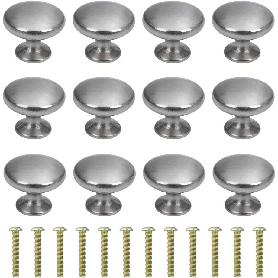 Thelau - Ladeknoppen Set van 12 - Ronde Meubelknoppen 30 mm - Zilver Geborsteld Thelau - Ladeknoppen Set van 12 - Ronde Meubelknoppen 30 mm - Zilver Geborsteld afbeelding