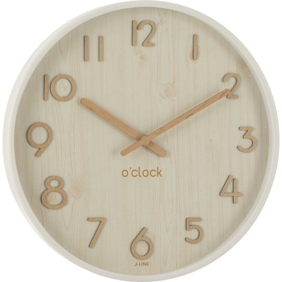 J-Line klok - multiplex/hout - wit - large - Ø 53 cm J-Line klok - multiplex/hout - wit - large - Ø 53 cm afbeelding 1