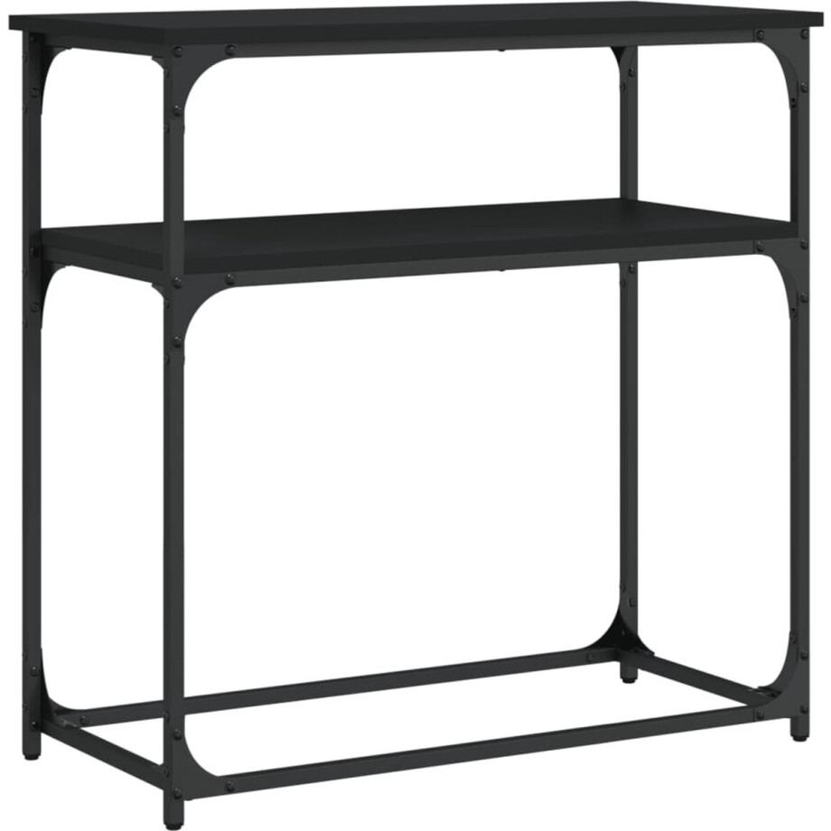 vidaXL - Wandtafel - 75x35,5x75 - cm - bewerkt - hout - zwart vidaXL - Wandtafel - 75x35,5x75 - cm - bewerkt - hout - zwart afbeelding 1