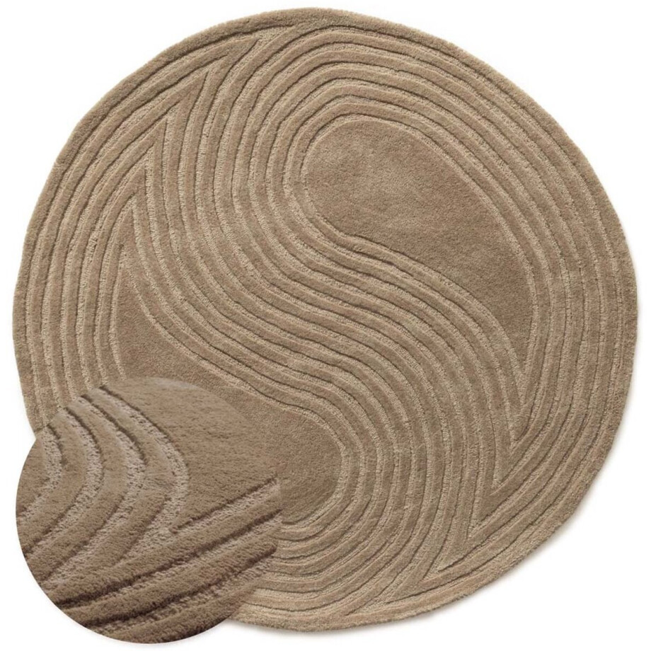 Design vloerkleed rond - Balans Dual beige 200 cm afbeelding 1