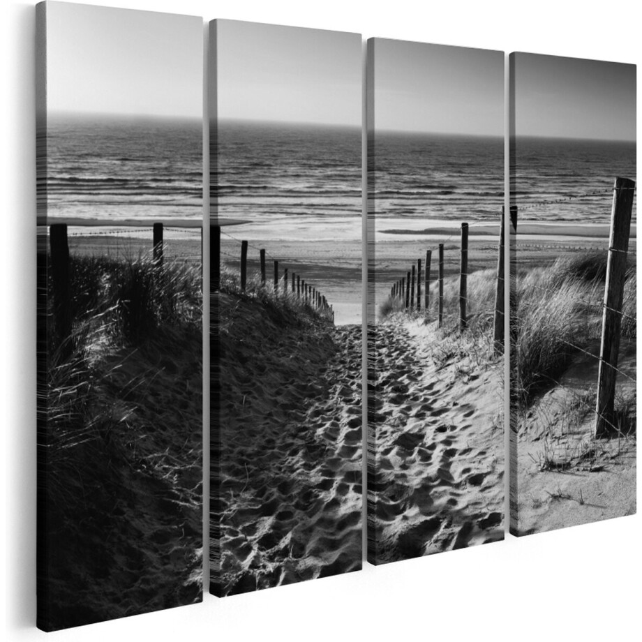 Artaza Canvas Schilderij Vierluik Voetpad in de Duinen met Strand en Zee - Zwart Wit - 80x60 - Klein - Foto Op Canvas - Canvas Print Artaza Canvas Schilderij Vierluik Voetpad in de Duinen met Strand en Zee - Zwart Wit - 80x60 - Klein - Foto Op Canvas - Canvas Print afbeelding 1